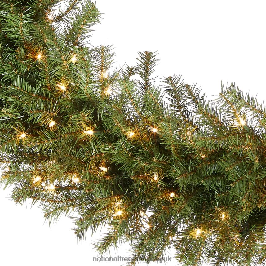 Greenery | National Tree Company Pre-Lit Artificial Christmas Wreath Green Norwood Fir White Lights Christmas Collection 48 Inches F2L4F230